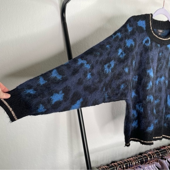soaked in Luxury Blue Leopard Olive Pullover Sweater - Picture 3 of 8